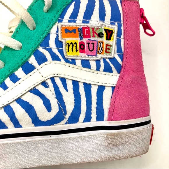 Vans Sk8 Hi8 Multicolored Vintage Mickey Mouse style, kids size 3, euc - Picture 5 of 9